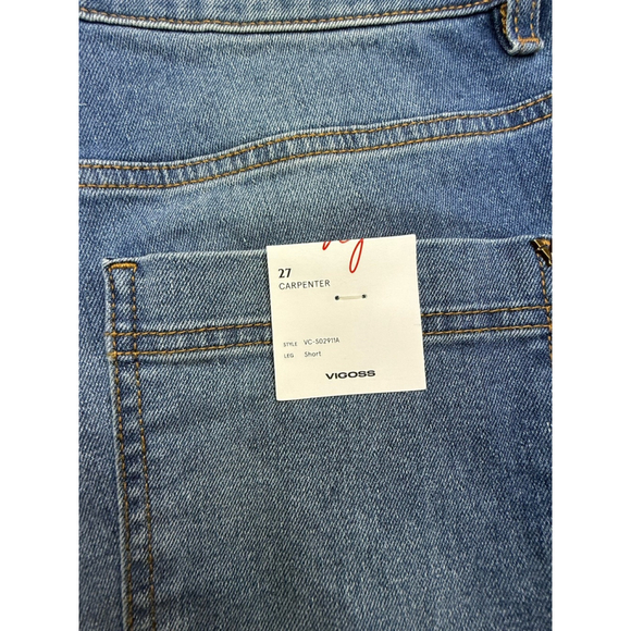 VIGOSS Women's Carpenter Denim Jean Shorts Size 27 Raw Hem Stretch High Waisted - Picture 6 of 8